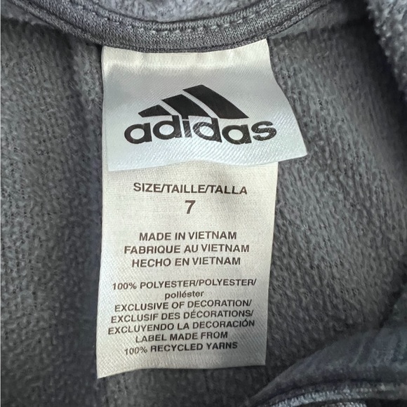 Adidas Grey with Black Zip Up Hoodie, size 7 - Picture 4 of 4